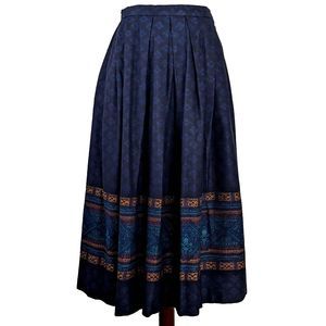 VTG Linda Allard for Ellen Tracy Petite 8 Blue Wool Blend Pleated Skirt